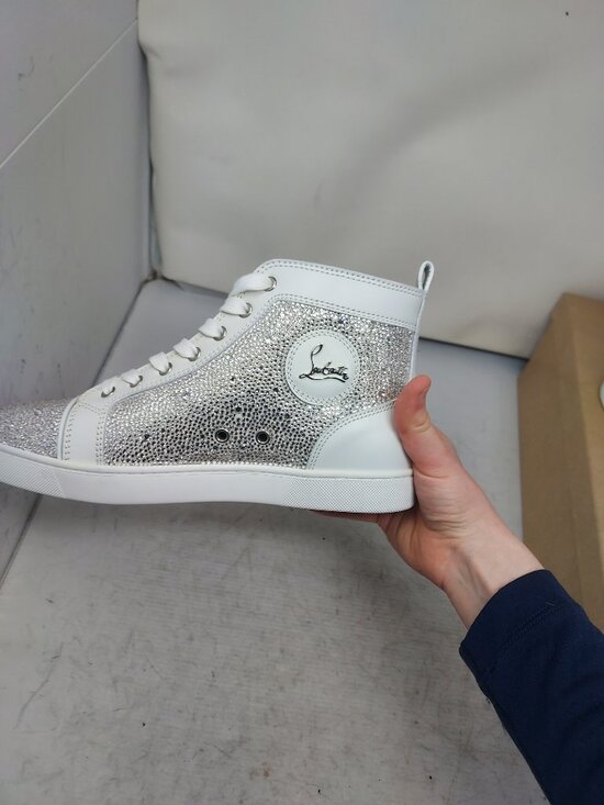 Christian Louboutin White MENS Louis Crystal Strass High Top Wedding Sneaker main image 6